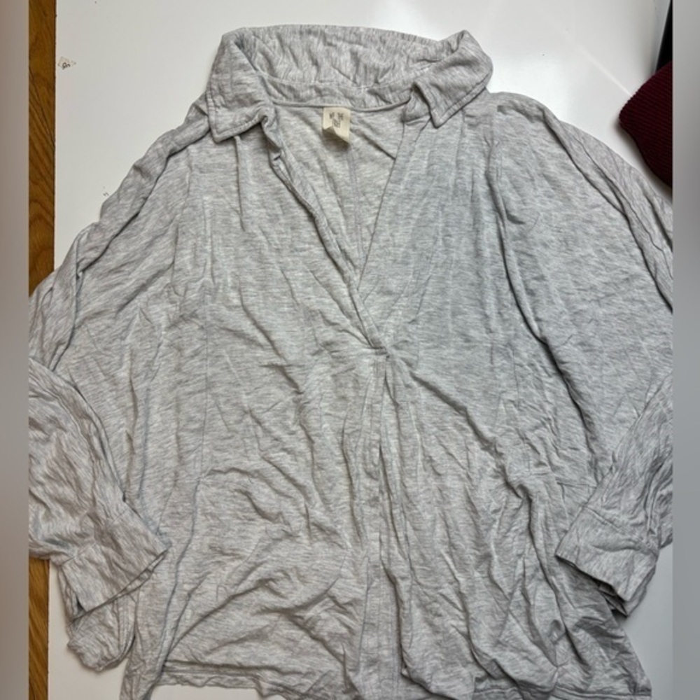 Light Gray Women's Draped Collar Top